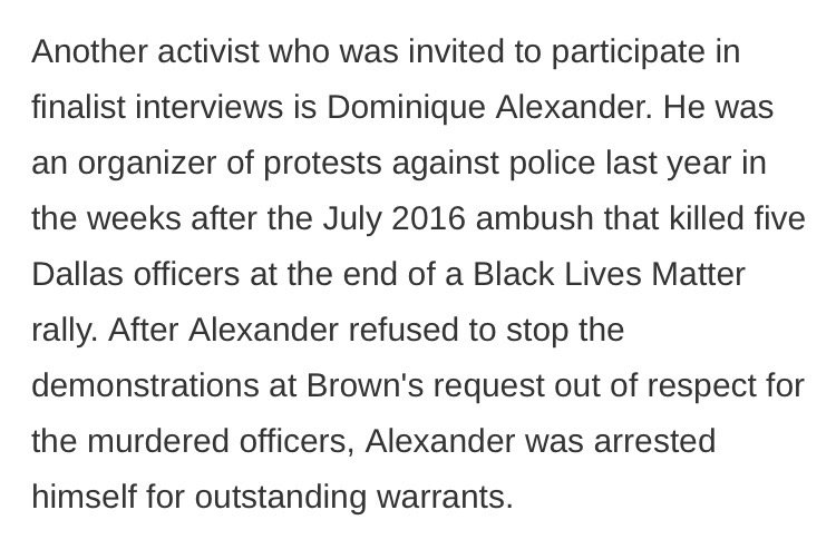 BLM felon to help choose next Dallas police chief. This is completely &amp; totally unacceptable. Retweet if you agree.