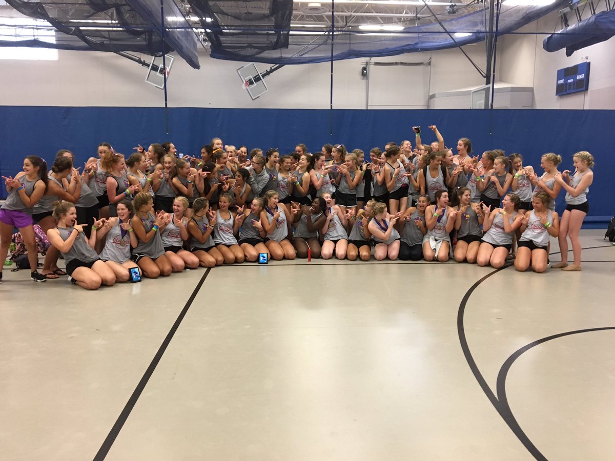 ChaskaDanceTeam's tweet photo. We had so much fun at @jfkdance camp! Thanks JFK!! And we won the home routine with @Cougar_Dance #friendsforlife #4x4caps #💜💛❤️ https://t.co/zoGJxGoNRK