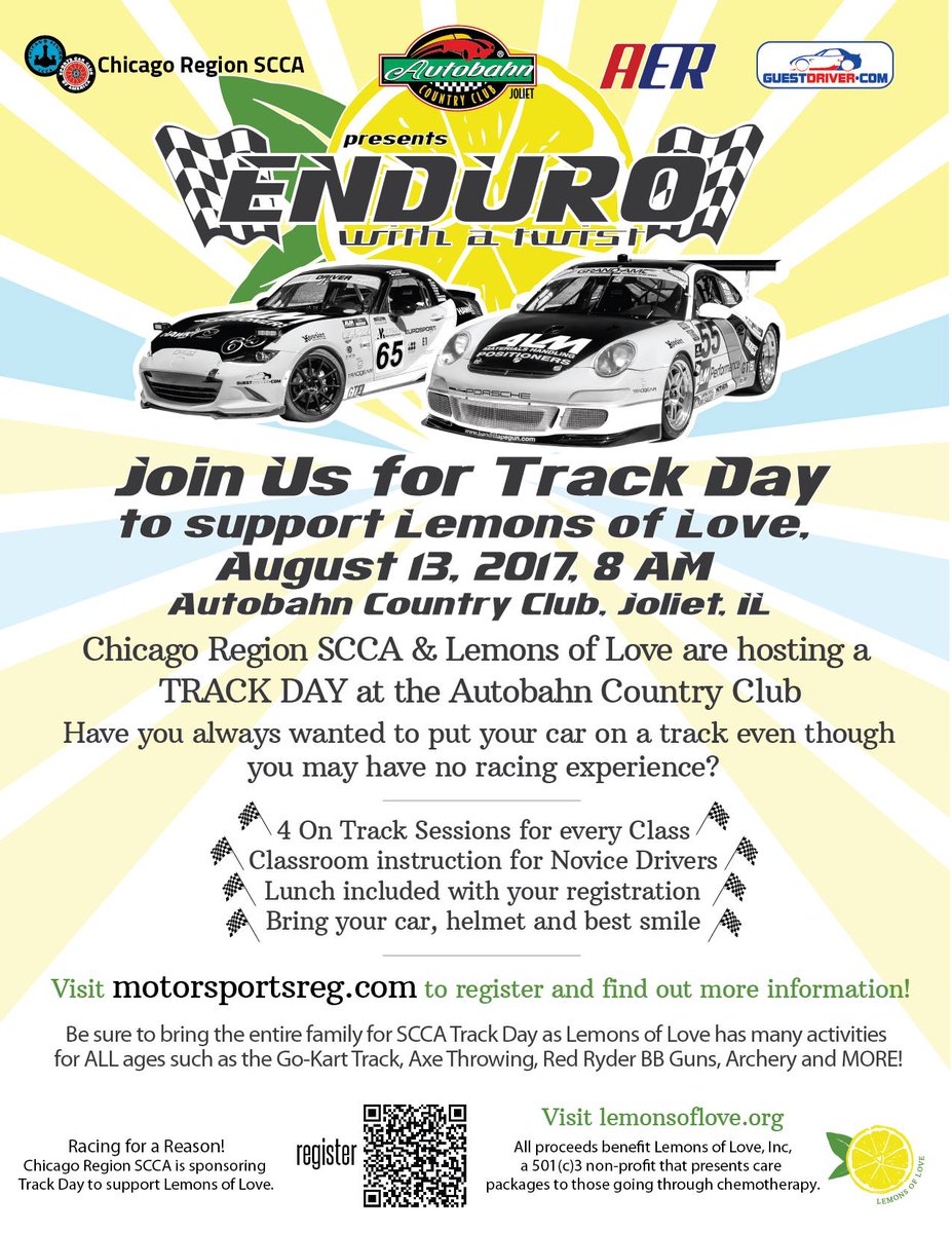 DriveWithDave's tweet image. Want to drive your own car on a REAL RACE TRACK? Go to ENDURO With A TWIST August 13th @Autobahn_CC  Event benefits @LemonsOfLove14!