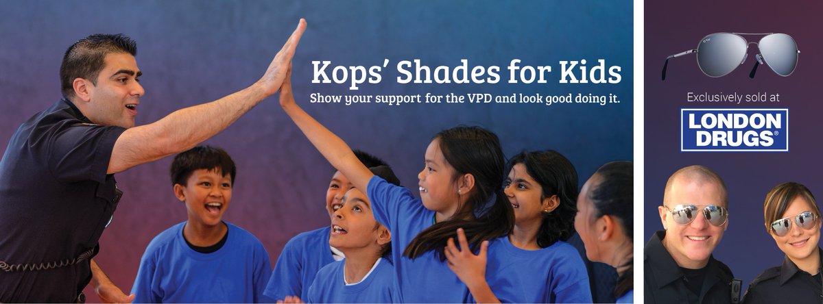 VanPoliceFnd's tweet photo. Missed us last week? Join us at the Georgia/Granville @LondonDrugs Friday from 12:30 pm – 3:30 pm for Kops' Shades For Kids #VPDPartners https://t.co/2yB4JMgk2b