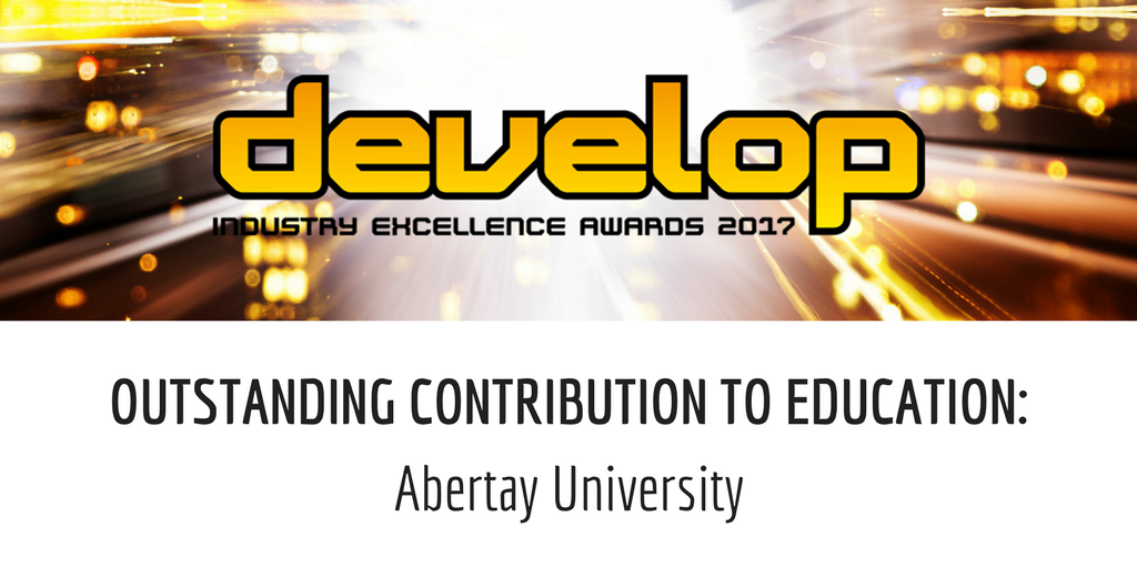 Winning Outstanding Contribution to Education is Abertay University #DevelopAwards