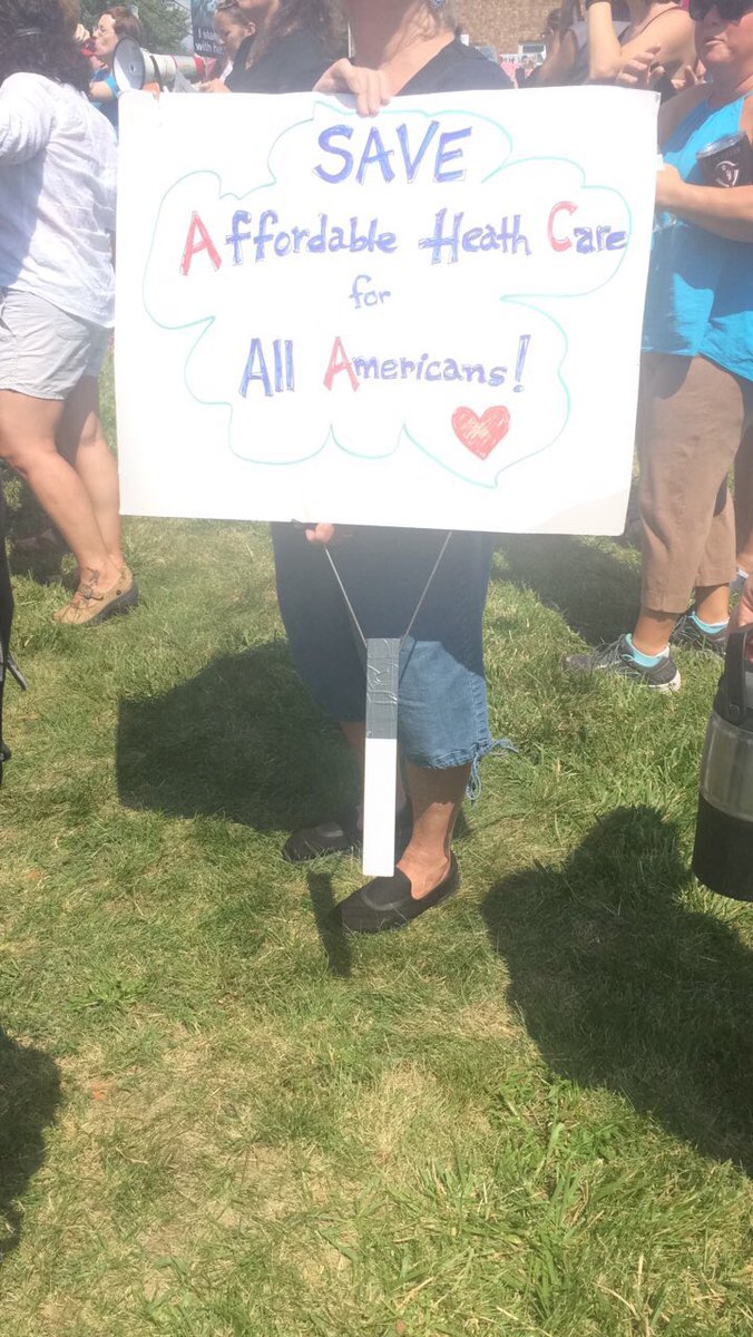ukydems's tweet photo. Incredibly heartened to see so many Kentuckians show up to protest @VP Pence's speech in Lexington that promoted the callous, evil AHCA. https://t.co/vNDWhZ8Bnj