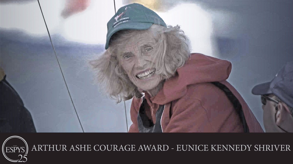 ESPYS (@espys) on Twitter photo The #ESPYS Arthur Ashe Courage Award goes to Eunice Kennedy Shriver, founder of the <a href="/SpecialOlympics/">Special Olympics</a> - accepted by her son <a href="/TimShriver/">timshriver</a>. The #ESPYS Arthur Ashe Courage Award goes to Eunice Kennedy Shriver, founder of the <a href="/SpecialOlympics/">Special Olympics</a> - accepted by her son <a href="/TimShriver/">timshriver</a>.