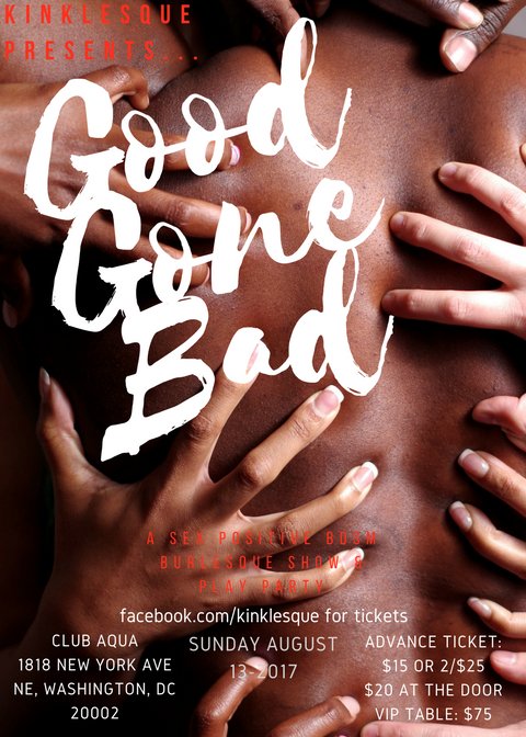 KinklesqueDC's tweet photo. @KinklesqueDC presents our next sexy adventure: The Good Gone Bad! Sunday Aug 13 at Club Aqua! Doors at 7 RSVP here: https://t.co/SYvTurxkSR https://t.co/xVQZoix6UQ