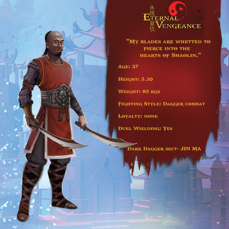 ShaolinMax's tweet image. Sneak Peak: Jin Ma - Leader of Dark Dagger sect, carries out political assassinations! #shaolin #game #android #ios #comingsoon