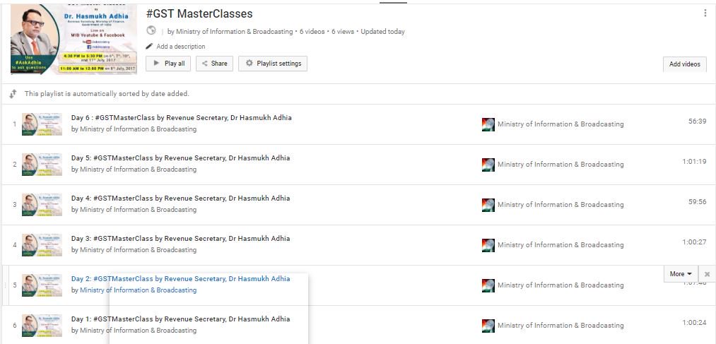 mantralayatimes's tweet image. RT MIB_India: Watch all videos of #GSTMasterClasses by Revenue Secretary, adhia03 :goo.gl/r7F2W3
