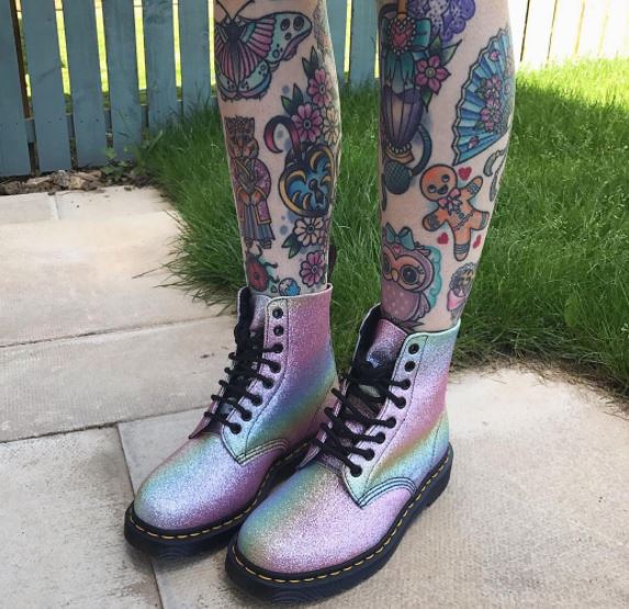 doc martens pascal rainbow glitter
