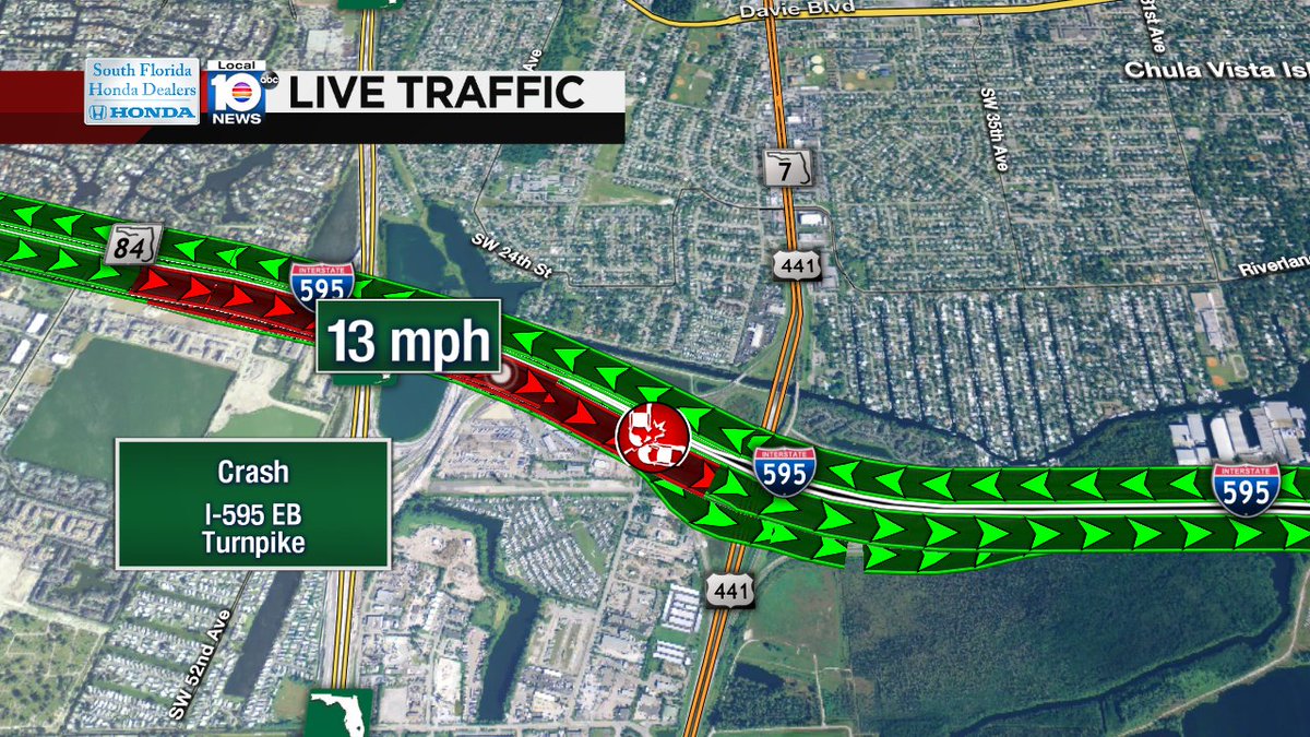 Crash on I-595 EB at Turnpike #traffic https://t.co/5rTH6MPLcE