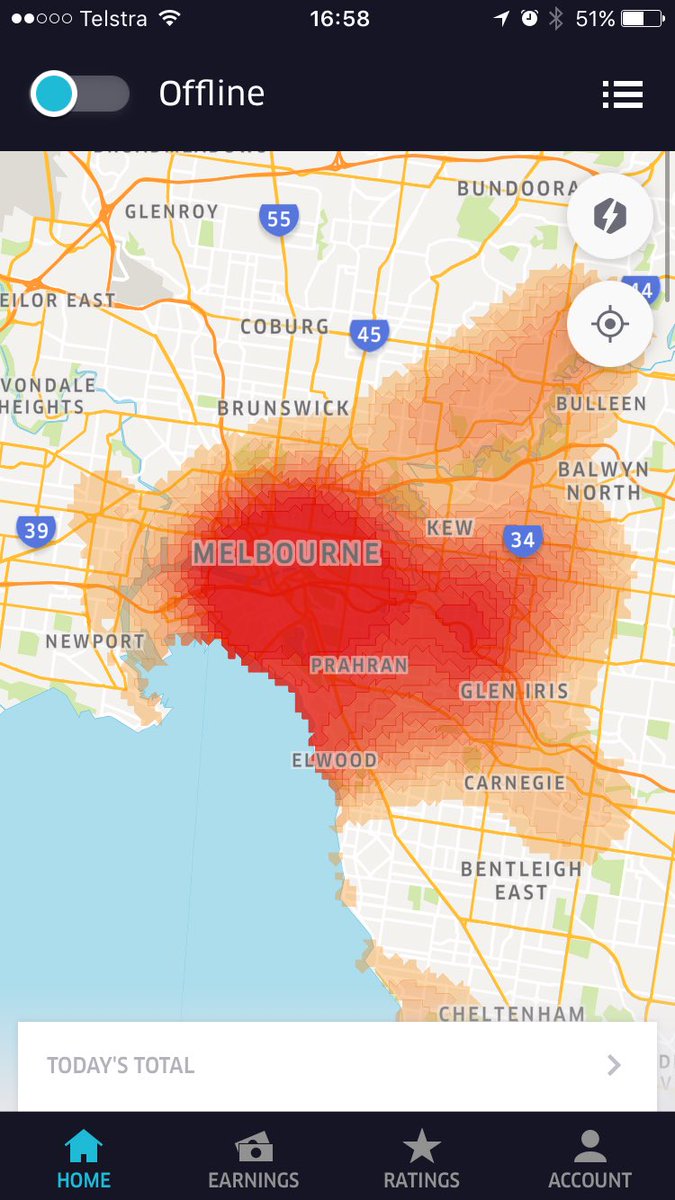bradarnoldt's tweet photo. 3.7 Uber surge in Melbourne. Only time drivers will make money this year. #metrotrains https://t.co/6fQC6xYQXs
