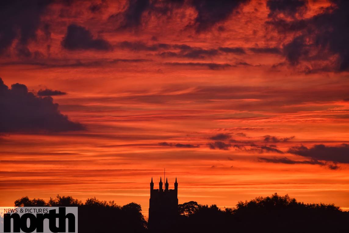 The sky was on fire this morning, this was what I snapped above Church of St. Edmund in Sedgefield, Co.Durham. @SnapYourWorld #northeasthour