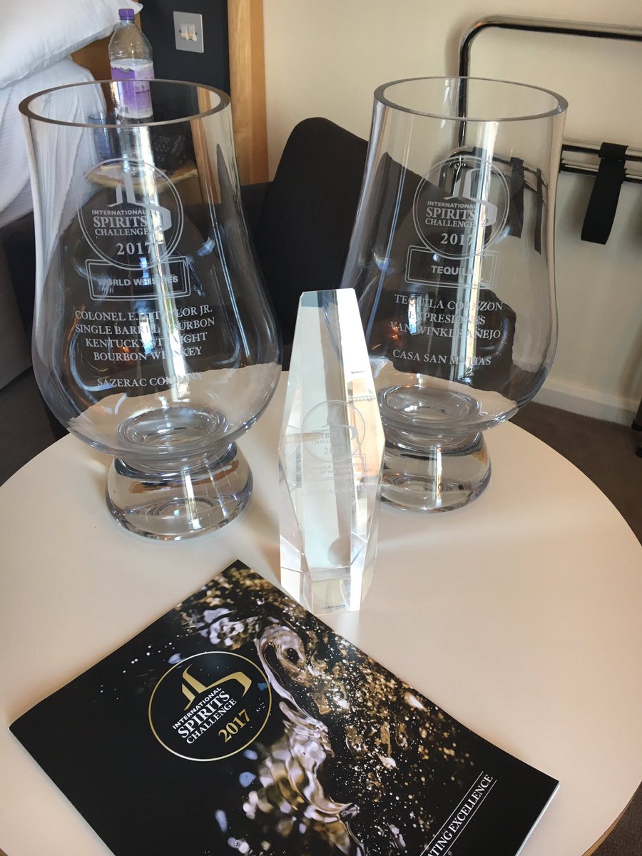 Chuffed to collect 3 awards <a href="/DrinksIntMag/">Drinks International</a> ISC2017 but could be a challenging train journey home! #BestBourbon #BestTequila <a href="/HiSpiritsUK/">Hi-Spirits UK & Ireland</a>