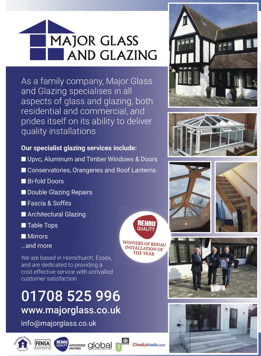 Conservatories,Bi-fold doors,Double Glazing,mirrors and more. Contact Major Glass &amp; Glazing for information. 01708 525996. Ask for Barry.