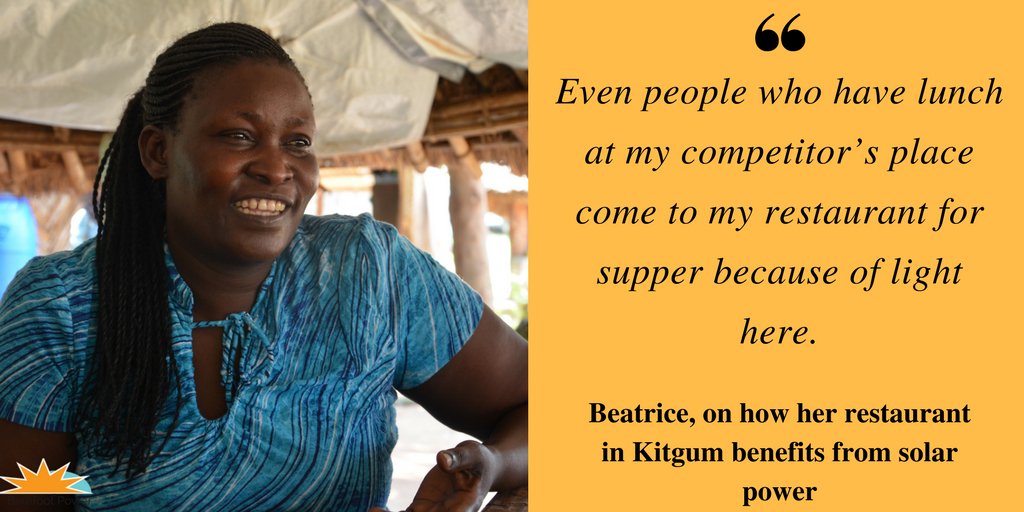 barefootpowerUG's tweet photo. Solar electricity gives Beatrice an edge over her competitor because she has light that draws customers to her establishment. https://t.co/zUv4NevU2i