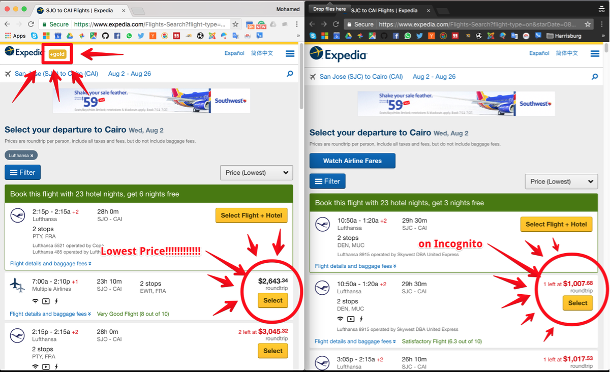 Shibl_'s tweet photo. @Expedia @AirChinaNA #expedia #ripoff #fraud #boycottexpedia
less than half the price when opening in incognito mode!! and I'm a gold member https://t.co/GLmMHq2CeN