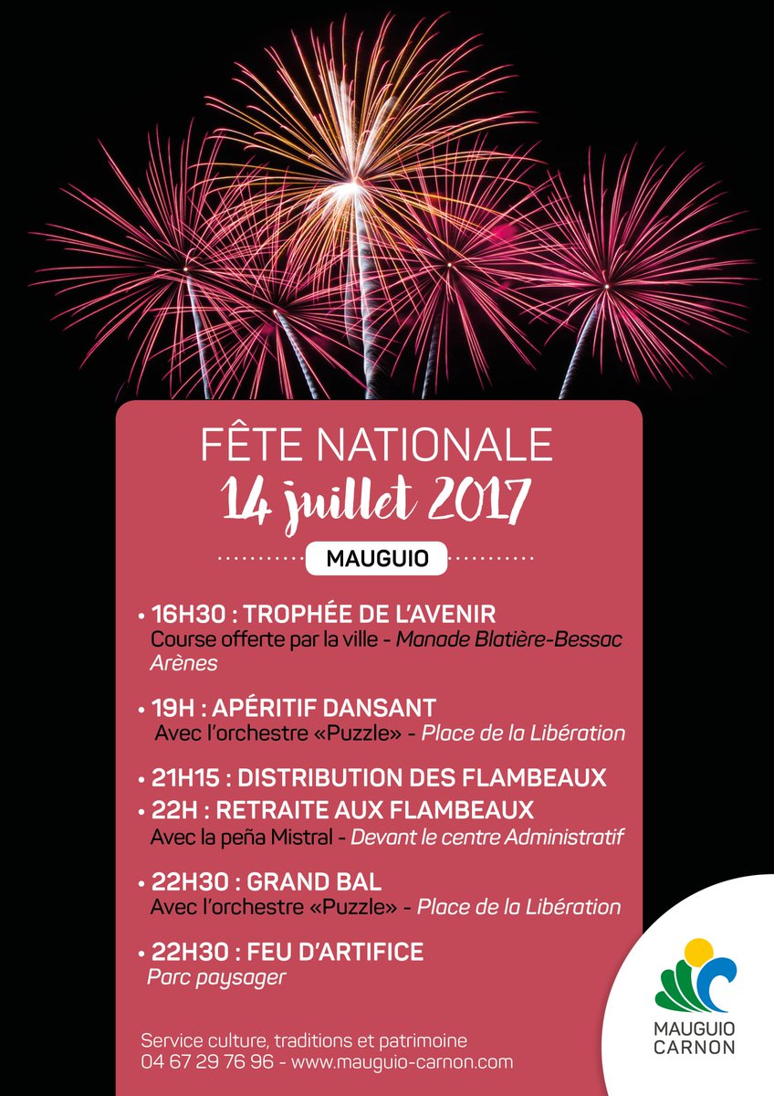 MauguioCarnon's tweet photo. #FETENATIONALE Le feu d'artifice du 14 juillet à #MAUGUIO aura bien lieu !!! Le programme : https://t.co/6hmEcmR4Fk https://t.co/UgWcmFVgTw