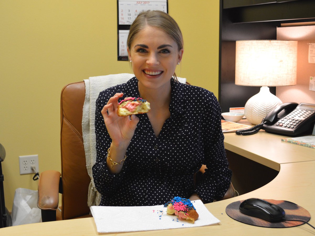 JamesDugan's tweet photo. Congratulations to our Project Manager,  Jami G.! Her gender reveal donuts announced that they will be welcoming a baby girl! https://t.co/gHX6lr1LVb