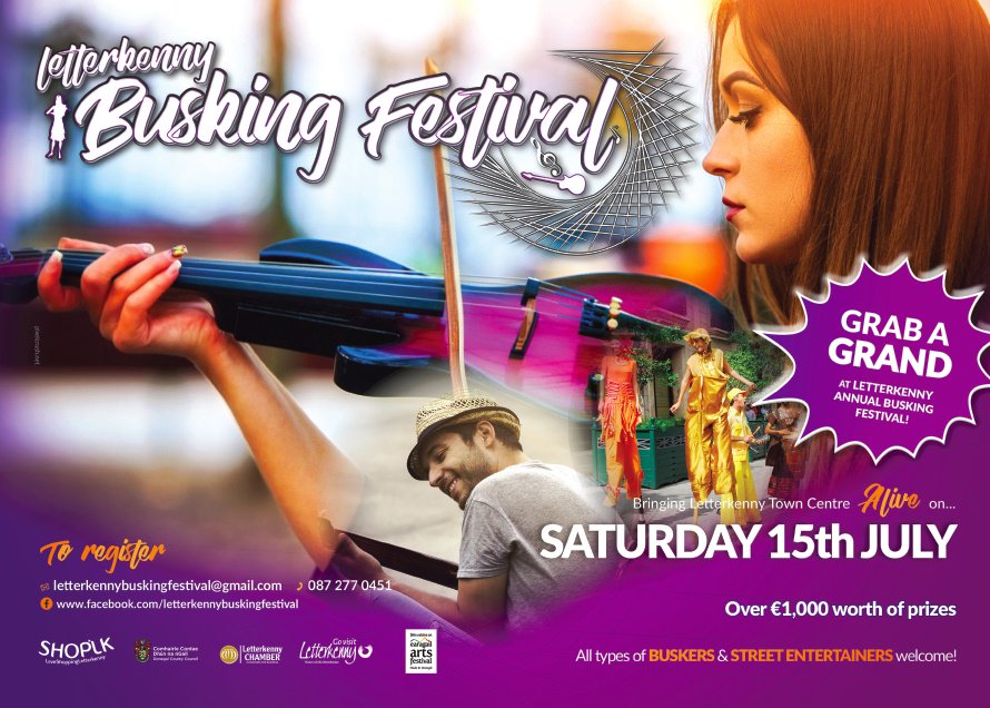 Join us for the Letterkenny Busking Festival this Saturday! Buskers will be performing from 1pm in town! #letterkennybuskingfestival