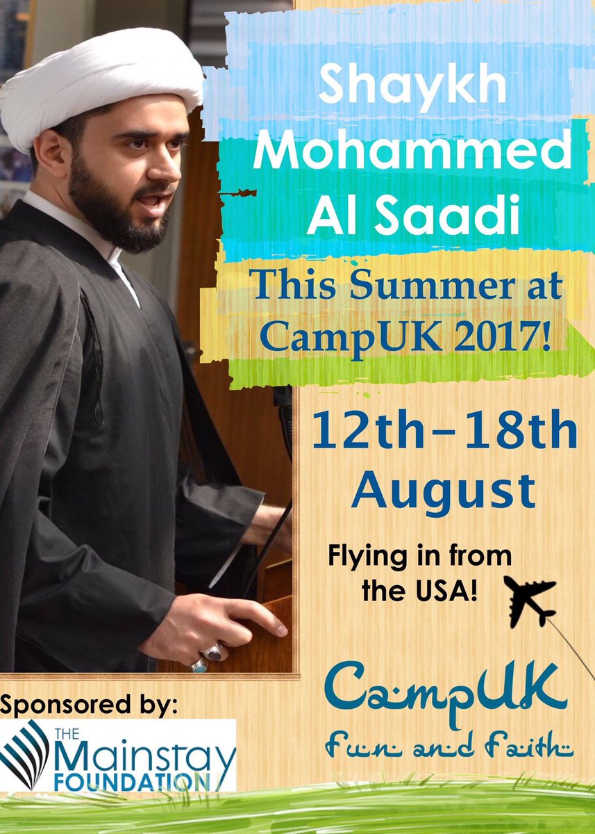 CampUK_'s tweet photo. Shaykh Mohammed Al-Saadi will be flying in from the USA for CampUK 2017! Will you be there too? Visit https://t.co/LHW3dALdya to book! https://t.co/n4rnAQ6mK7