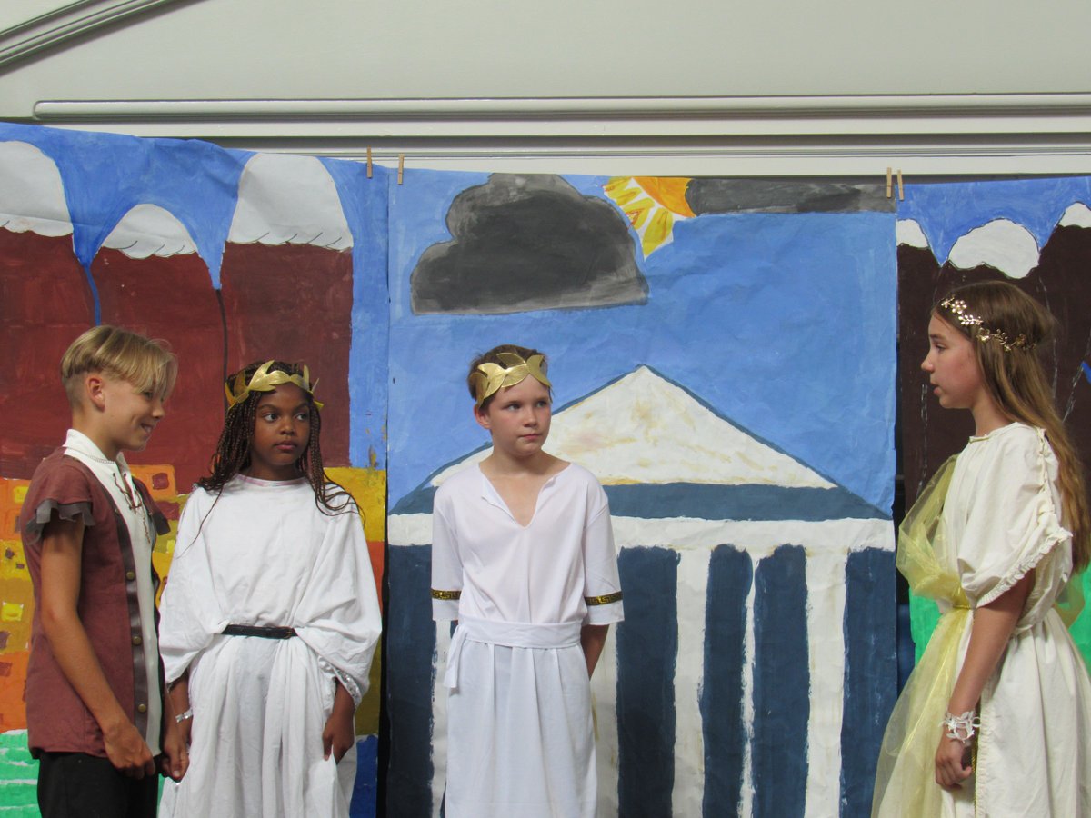 MeredaleSchool's tweet photo. Yrs 5 &amp; 6 perform 'Greece Goes to Pieces!' - great performance by all! #Meredale #Schoolplay #Entertaining https://t.co/Oe9gHcbwho