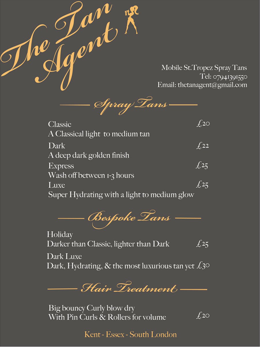 thetanagent's tweet photo. Check out our new price menu 💜😍 #mobilesttropezspraytan #sttropezspraytan #southlondonmobilespraytan https://t.co/YmWXqaavIt