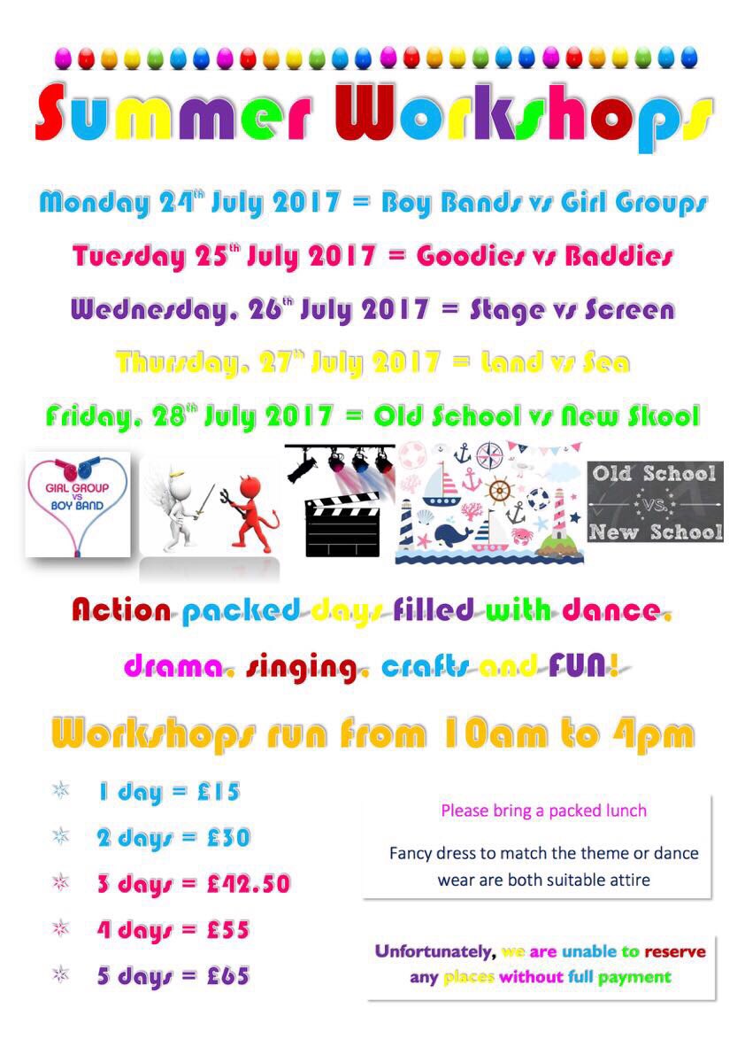 Unit17DanceUK's tweet photo. DON'T MISS OUT ON OUR ACTION PACKED SUMMER WORKSHOPS - a whole week of summer fun!
👦🏻👧🏼😇😈🎭🎬🚝⛵️💃🌅 https://t.co/pVCecLXcIi
