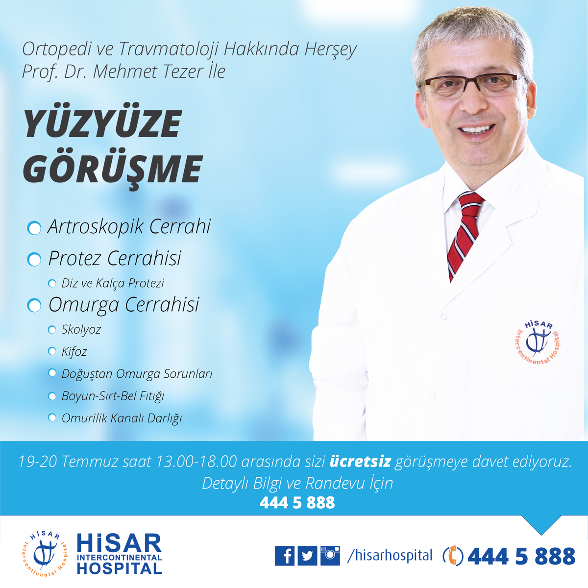 Ortopedi ve Travmatoloji Hakkında Herşey Prof. Dr. Mehmet Tezer İle "Yüzyüze Görüşme"