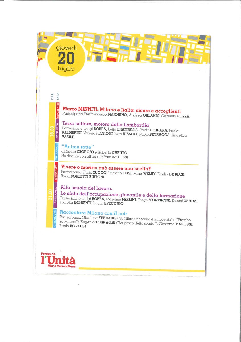 AuserMi's tweet photo. Festa de l'Unità, 20/7/2017 ore 18.30:Terzo settore motore Lombardia con Lella Brambilla Pres. Auser Lombardia, #milano #associazione #Auser https://t.co/qz43vaquB2