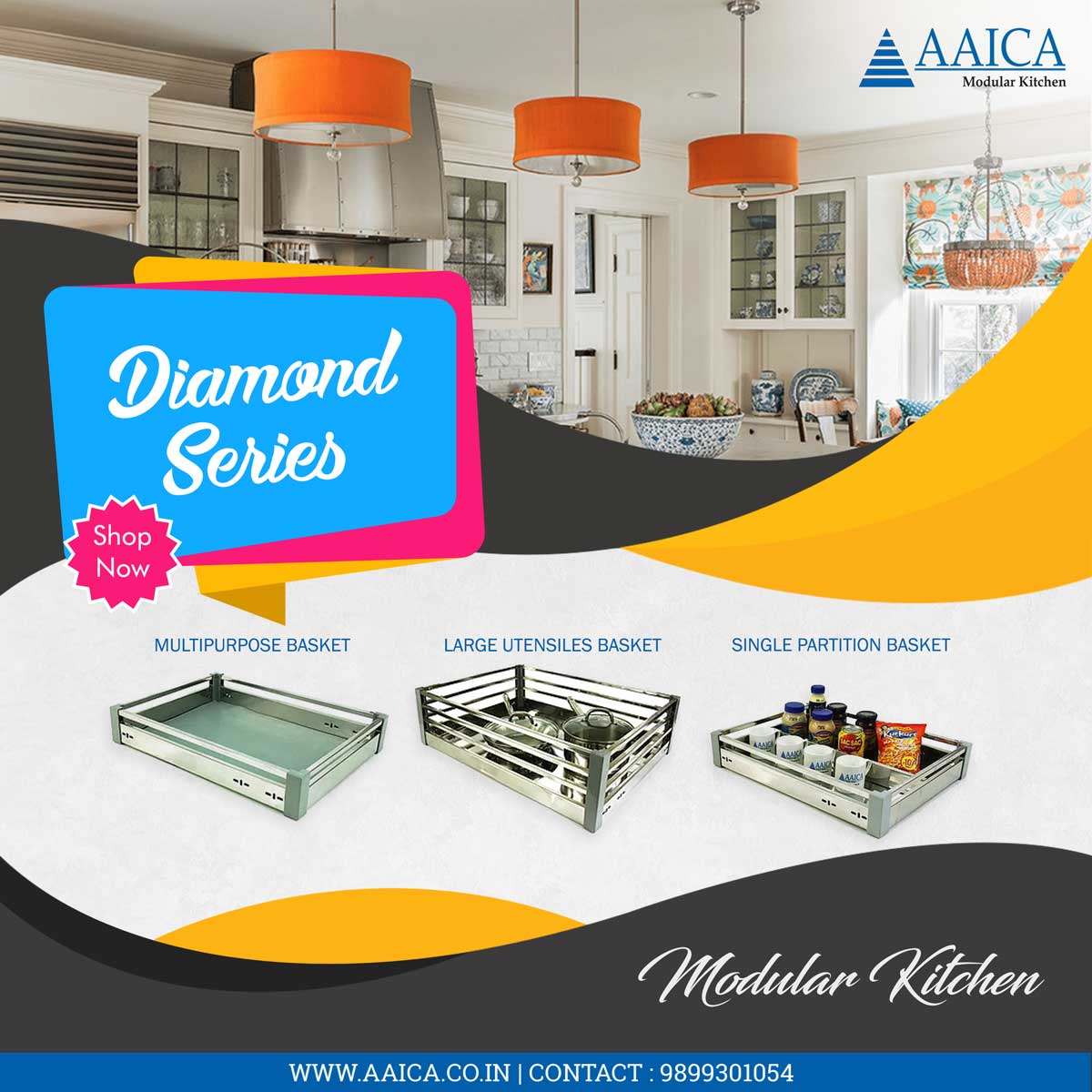 aaicakitchen's tweet photo. Diamond series for different types of baskets for your kitchen, shop now from #AaicaModularKitchen. https://t.co/64pCd5c3Aa