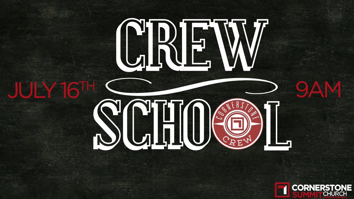 cstonesummit's tweet photo. Want to be part of the Cornerstone Summit Crew? Be at Crew School is this Sunday, 9AM. Can't wait to see YOU there! 
https://t.co/x1ABwV6W2o https://t.co/khdy4Sua9r