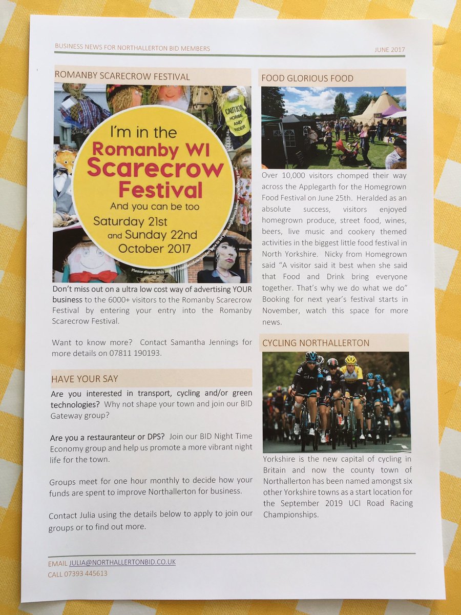 Check out info on our scarecrow festival in the <a href="/NthallertonBID/">NorthallertonBID</a> July News! Thank you