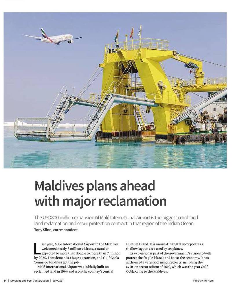 tennssor's tweet photo. Gulf Cobla Tennssor Maldives featured on DREDGING AND PORT CONSTRUCTION MAGAZINE, the July 2017 issue. An excellen… https://t.co/a6TH2sWKNl https://t.co/jmNoGZzEEc