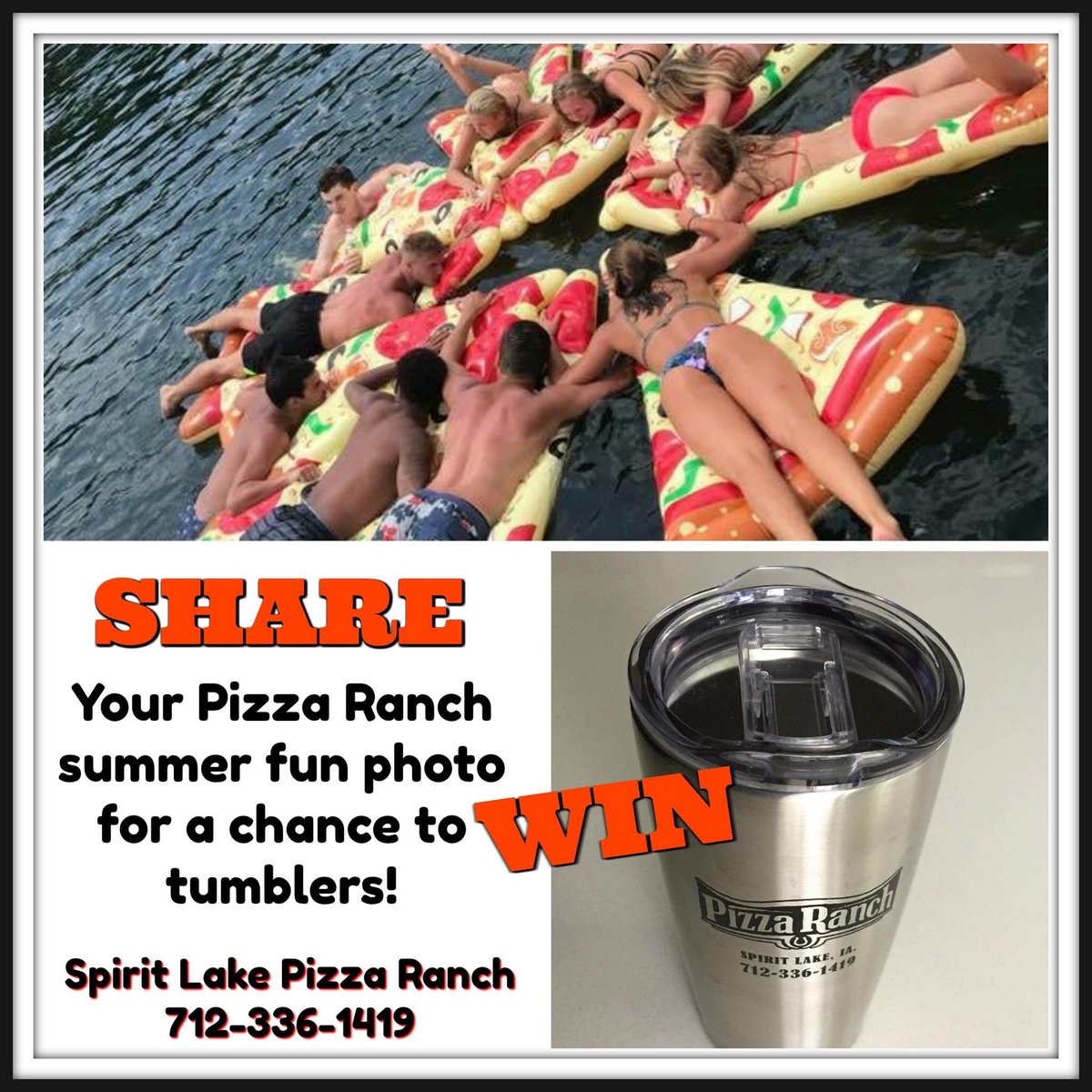 PizzaRanchSL's tweet photo. #okobojisummer!  SHARE your summer fun photos and you may just win one of our limited edition #pizzaranchsl https://t.co/zLHiIhShaG