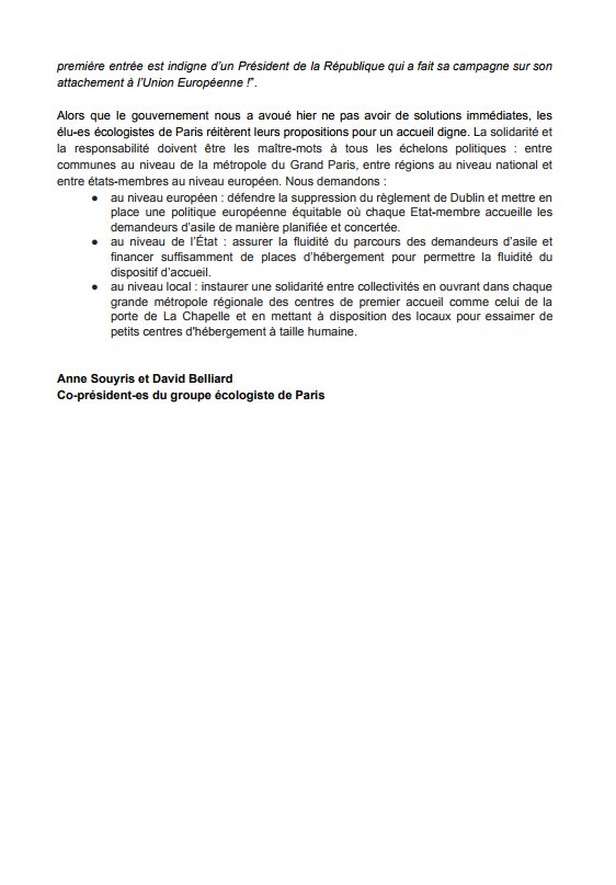 LesEcolos_Paris's tweet photo. [communiqué] #PlanImmigration : les collectivités toujours seules face à la crise de l’accueil
https://t.co/T0kGV5Cq30 https://t.co/Qcji6bmb1K