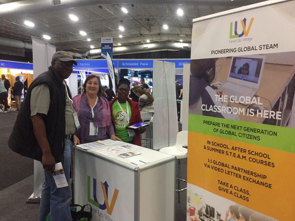 LevelUpVillage's tweet photo. .@LevelUpVillage is at #Eduweek17! Say hello and learn how to get your school involved in #GlobalEd and #EdTech thru LUV. #EducationAfrica https://t.co/Hy5P75BKNE