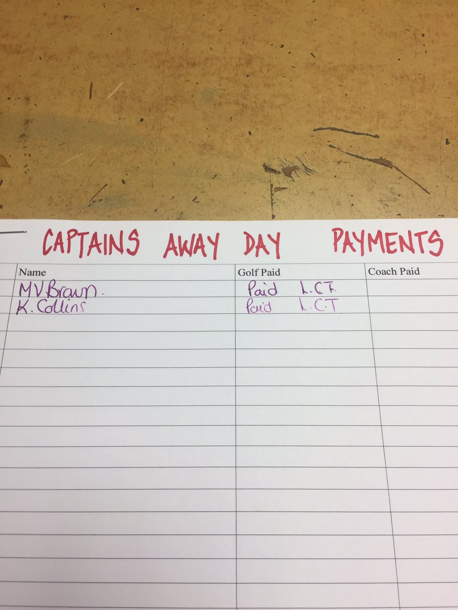 Only two people going on our Captains Away Day !!!!!!