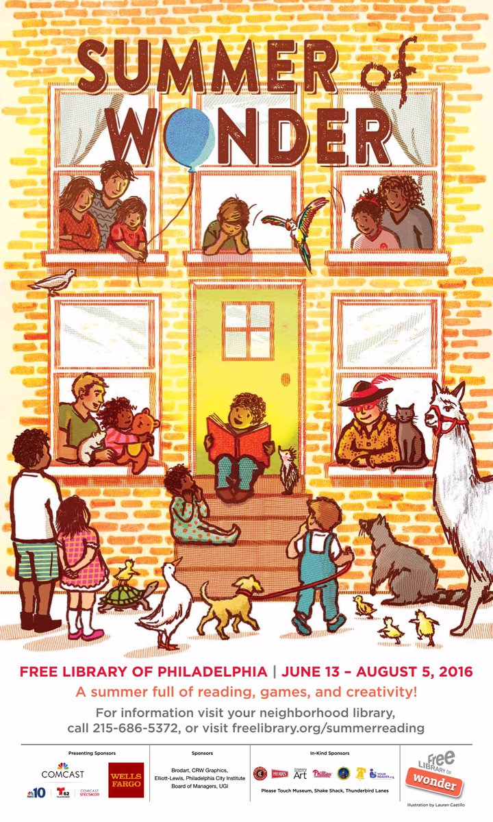 FLP_Reads's tweet photo. #Throwback to last summer, when @studiocastillo custom designed a gorgeous #summerofwonder poster for the @FreeLibrary. Happy #TBT! https://t.co/3h8yasXcGv