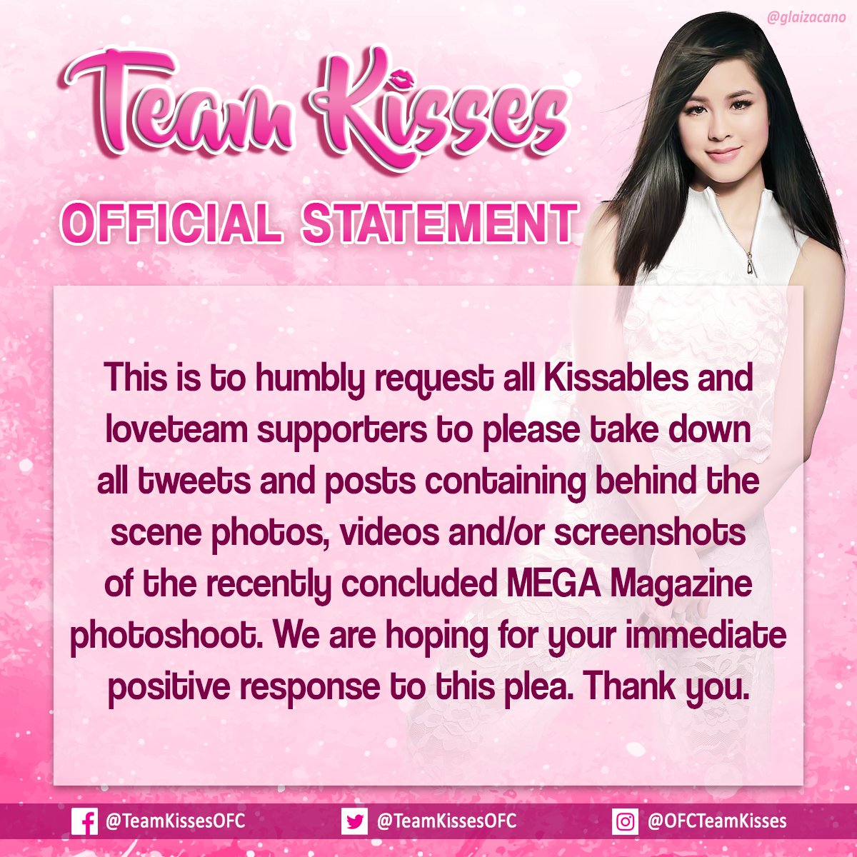 TeamKissesOFC's tweet photo. Attention KISSABLES:

Please delete all tweets &amp; posts of BTS pics, vids and/or screenshots from the MEGA Mag shoot today.

#KissesDelavin https://t.co/YHftSZ33g3
