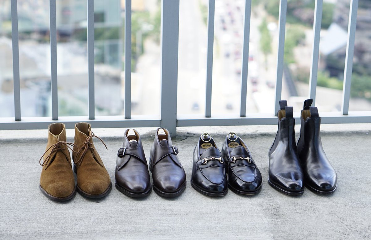 StyleWithJosh's tweet image. Here's the full haul from last month's Northampton visit. From left to right:
@CrockettJones #johnlobb @TrickersShoes @EdwardGreen1890