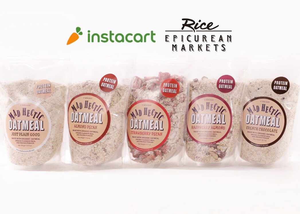 Hey #Houston! You can now find Mad Hectic Oatmeal on <a href="/Instacart/">Instacart</a> from <a href="/riceepicurean/">Rice Epicurean Mkts</a>! When life is Mad Hectic, have your groceries delivered!