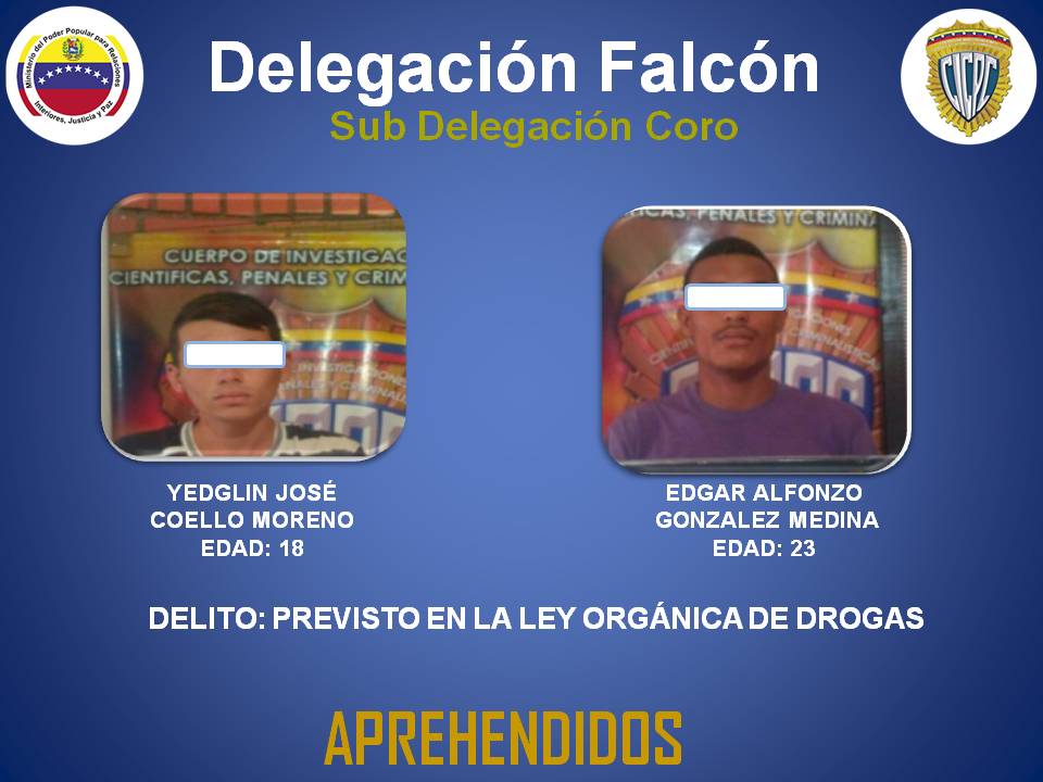 @sdcorocicpc APREHENDE SUJETOS POR DELITO PREVISTO EN LA LEY ORGÁNICA DE DROGAS <a href="/cramirezCICPC/">Ramirez CICPC</a> <a href="/cacsvzla/">Cesar Cardenas</a> @darwincicpc <a href="/DouglasRicoVzla/">Douglas Rico</a>