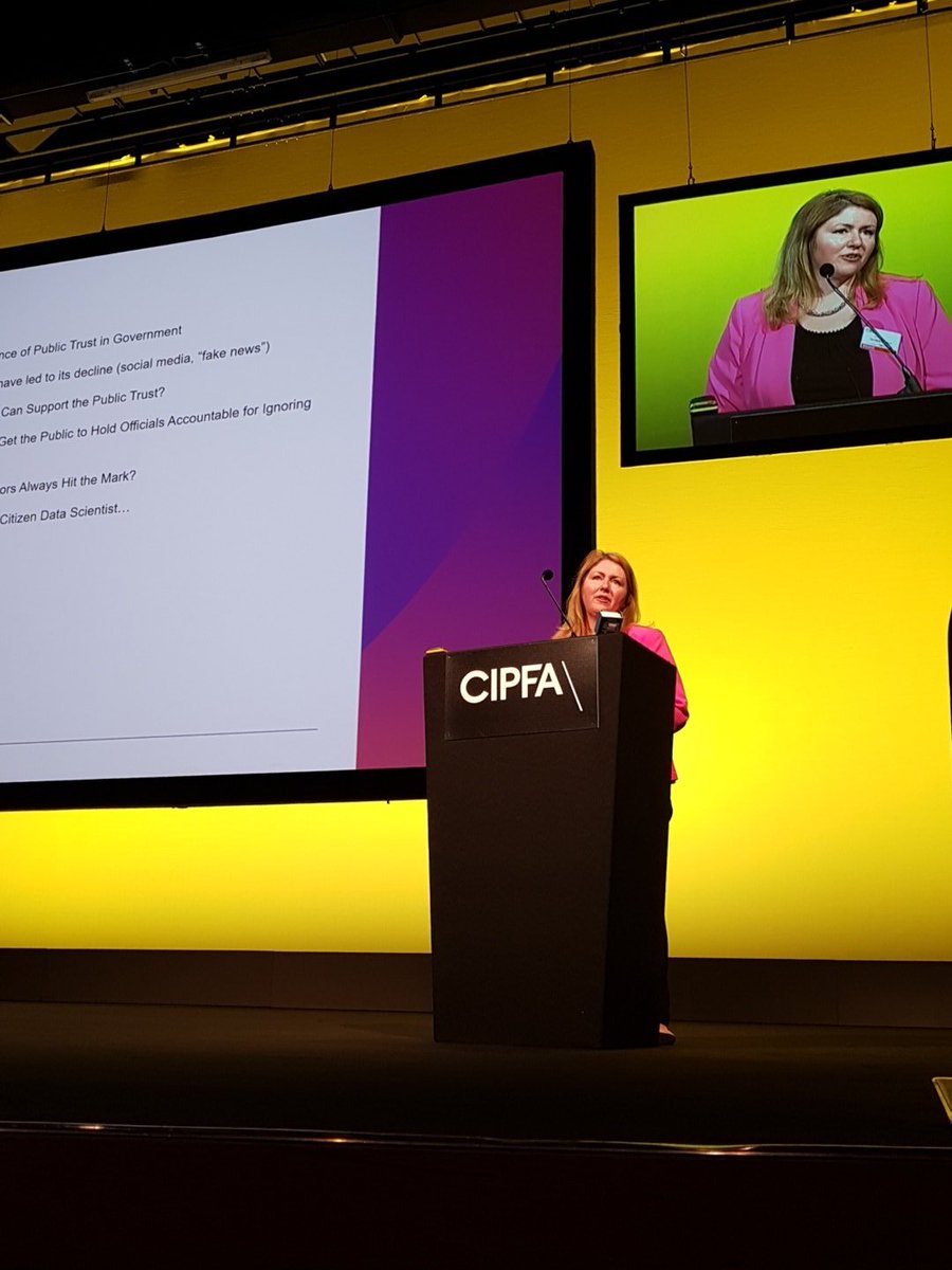 CIPFA's tweet photo. Theresa Grafestine, Inspector General from the US House of Reps, discusses the erosion of public trust #CIPFA2017 https://t.co/1XGa0DhWQy