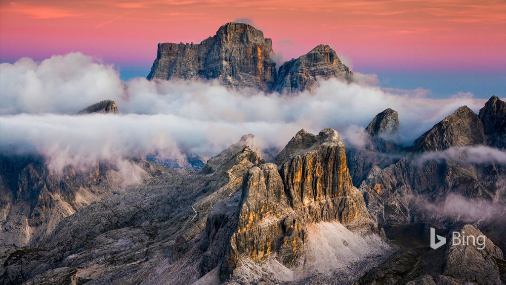 Averau and Monte Pelmo seen from Lagazuoi mountain near Cortina d'Ampezzo, Italy. Bing.com