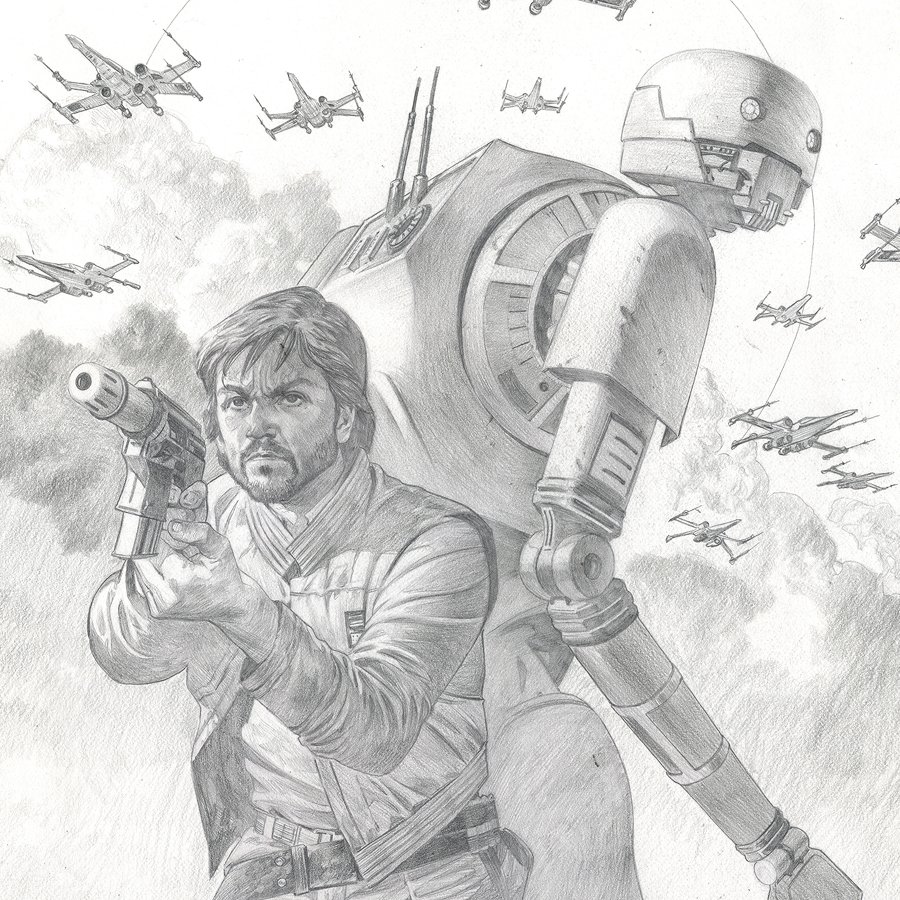 The original art for the cover of SW: Rogue One -Cassian & K-2SO Special #1, is now for sell. + Info: artsales.chiaroscurostudios@gmail.com 