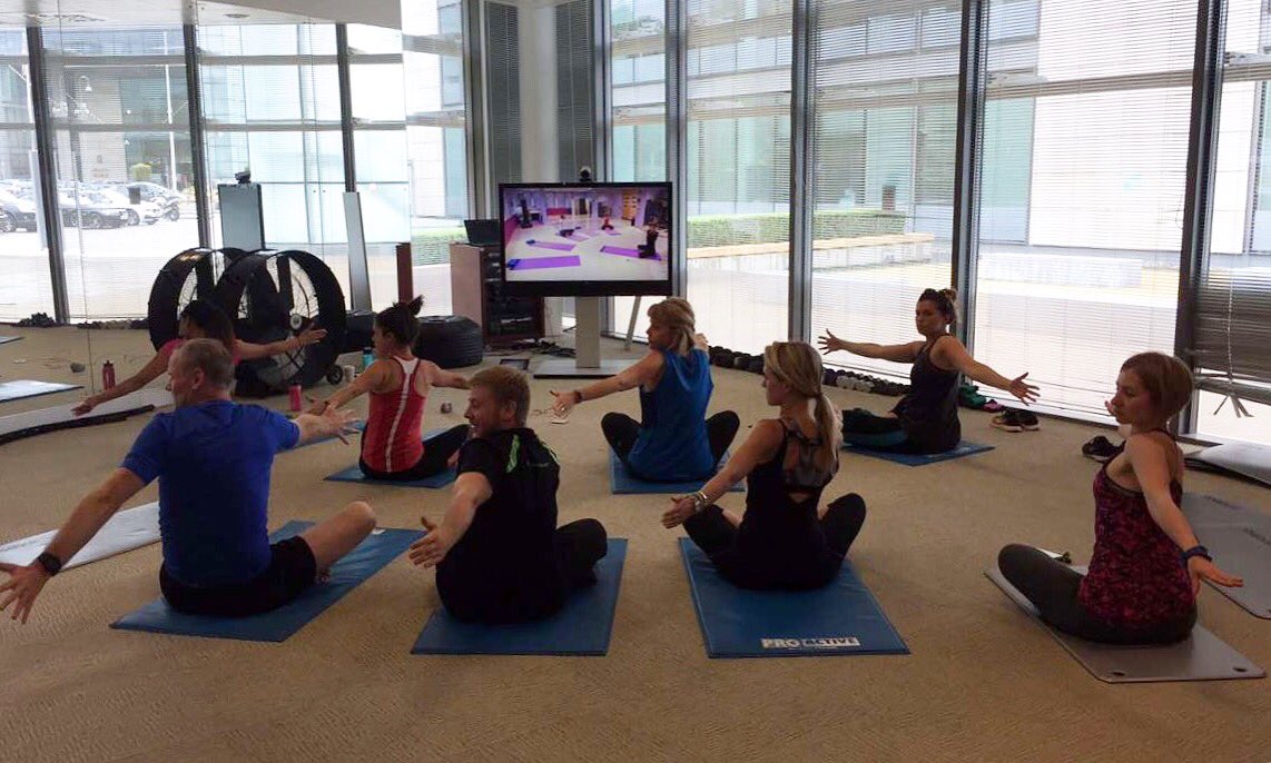 Nishp0171's tweet photo. I recently took a yoga class from our Cisco London gym, with my instructor in Amsterdam! #CiscoPavelka #Sweat #Telepresence #WatchThisSpace https://t.co/Ujh6wAguxB