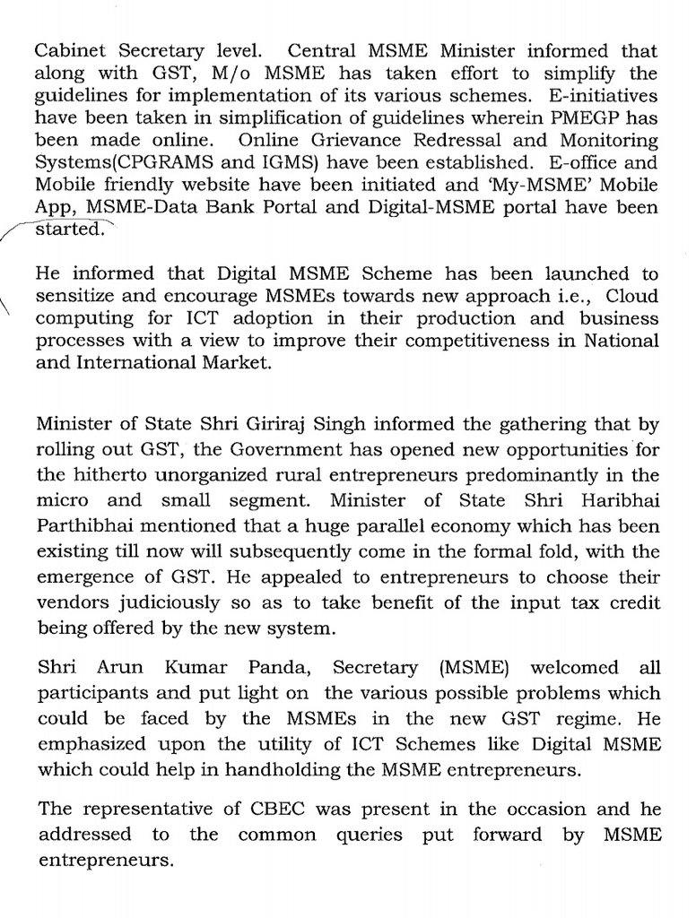 SaurabhT_'s tweet image. #gstrollout presents great opportunities : @KalrajMishra today at National Workshop on GST Readiness &amp;amp; DiGITAlMSME program.
