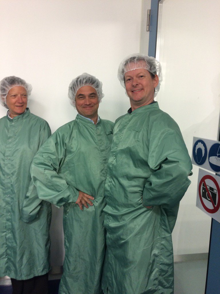 TeamInteractual's tweet photo. Julian of @ImaginationF and Ben kitted out 4 clean room tour @Fraunhofer_IZM after great #PolyCE kick-off meeting https://t.co/bjkYxBgKZ1