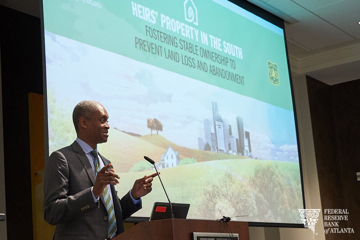 AtlantaFed's tweet photo. ICYMI: President @RaphaelBostic welcomes #AtlFedComDev #heirsproperty attendees, see presentations, more https://t.co/8VhuHdi3i5 https://t.co/8DWkfxIhDl