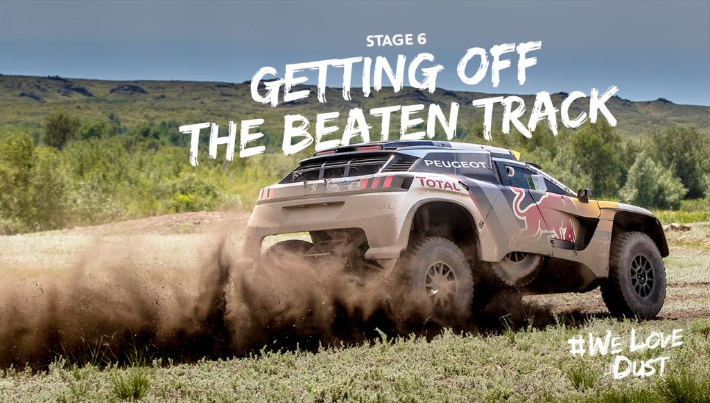 Peugeot's tweet image. After a difficult last few days, Stéphane Peterhansel comes back in style with the fastest time of @silkwayrally stage 6. Keep fighting!