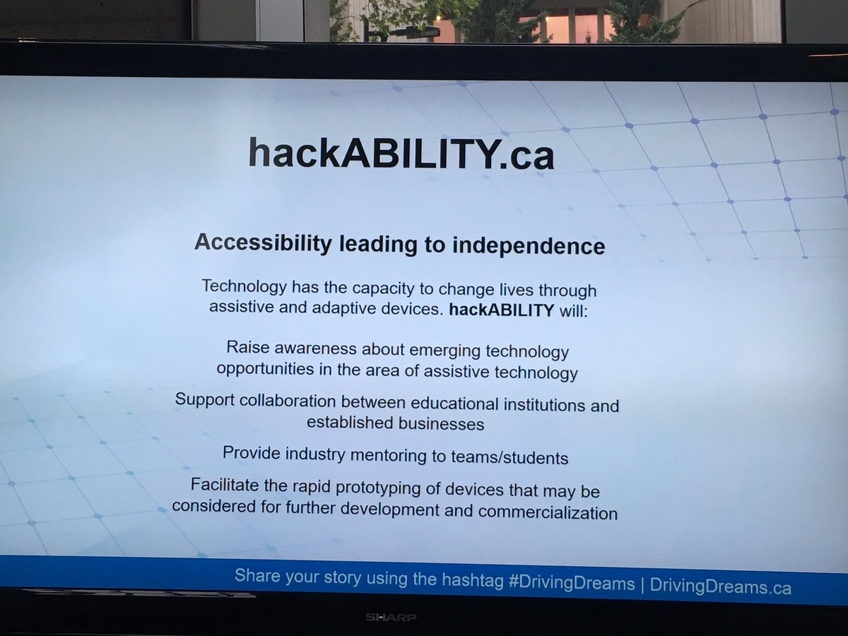 teresa_sing's tweet image. #DrivingDreams @RICCentre @ArrowGlobal @UTM #HackABILITY Build teams &amp;amp; Subscribe details/updates/workshops hackability.ca DrivingDreams.ca