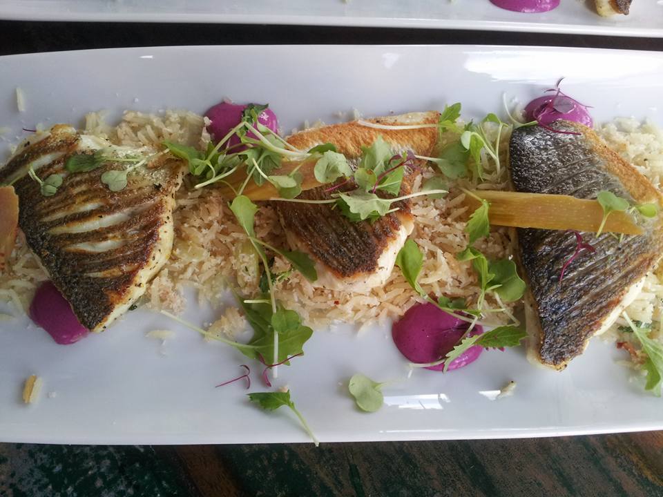 Pan fried Seabass fillet, crab coconut &amp; chilli fried rice, smoked beetroot emulsion, pickled rhubard. New @ <a href="/22_NorthStreet/">22 North Street</a> 
#lovelclapham